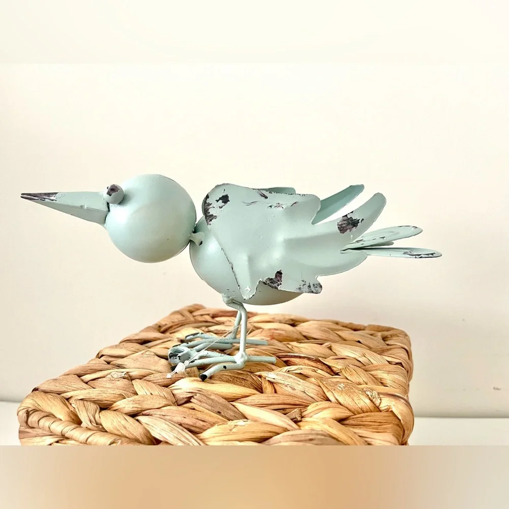 Blue Bird Set Metal and Wax Candle